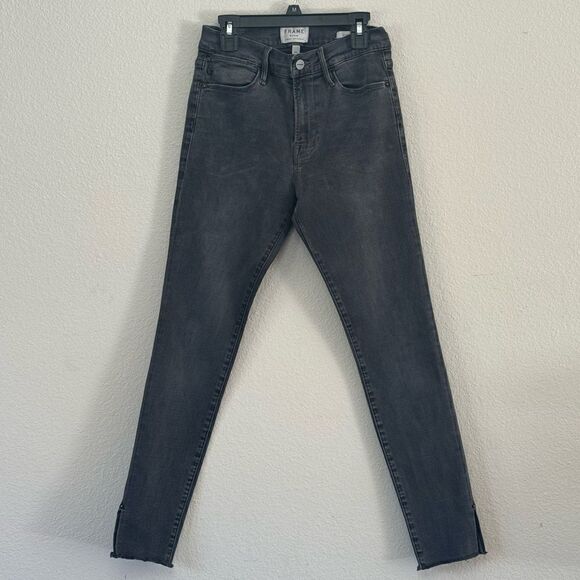 FRAME Le High Skinny Dark Gray/Faded Black Jeans Size 27 - Picture 1 of 11
